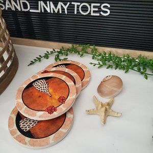 Artist Krista Sewell "Safari Floral II" Set of 4 Hand Painted Table Coas…